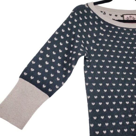 Juicy Couture Womens Dusty Pink Heart Print Lambswool Sweater Mini Dress Size S - Picture 5 of 7